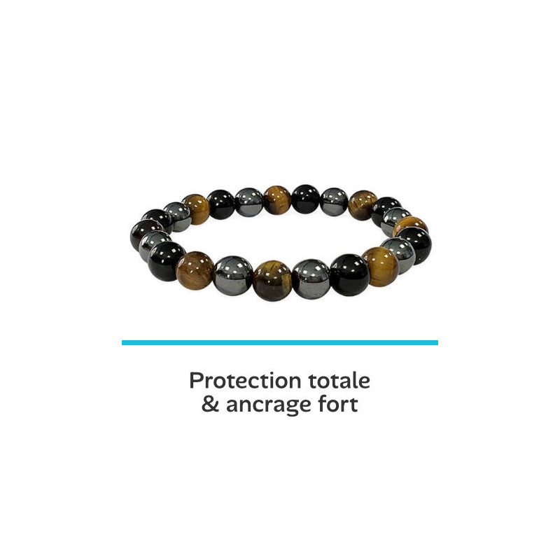"Triple Protection" - Hématite - Œil de tigre - Obsidienne