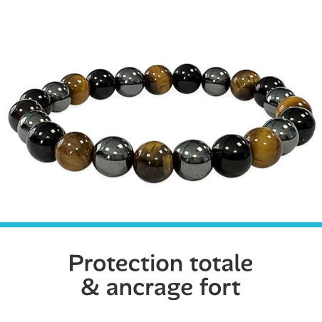 "Triple Protection" - Hématite - Œil de tigre - Obsidienne